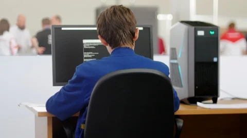 Professional IT programer working in data center Stock Footage 115343306