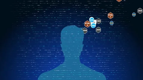 Professional IT Programer Working in Data Center on Desktop Computer with Three Stock Footage 146646028