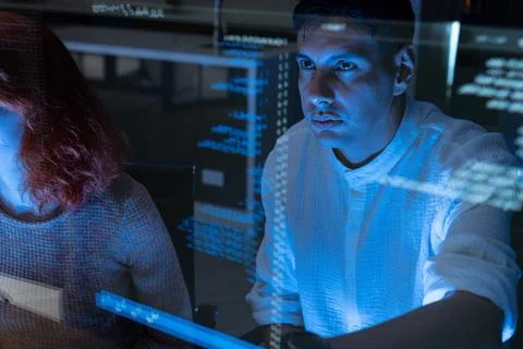 Professional IT Technical Support Specialist or Software Developer pointing.. 写真素材