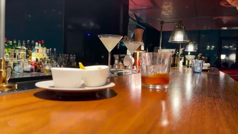 Professional Japanese Bartender Shaking and Pouring a Cocktail in Kanazawa Stock Footage 334712264