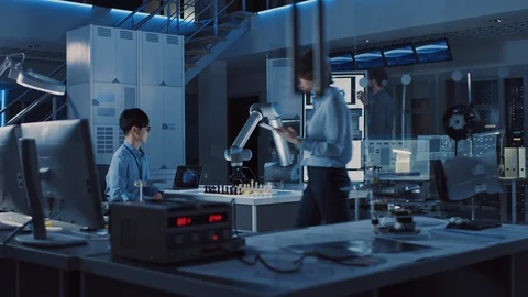 Professional Japanese Development Engineer is Testing an Artificial Intelligence Stock Footage 105350705