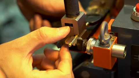 Professional key special machine makes new key duplicates Stock Footage 248558527