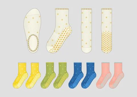 Professional Kids Crew Socks Tech Pack Illustration with Decorative Star Pattern Stock Illustration