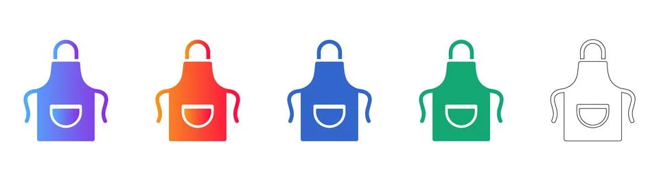 Professional Kitchen Apron Vector Icon Set Stock Illustration