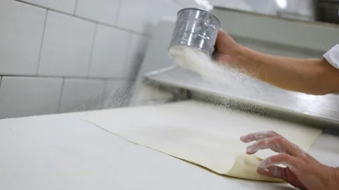 Professional kitchen. Media. Machine for making and broaching dough. The pie Видео 151734891