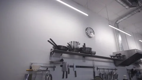 Professional kitchen in the restaurant, detail of cookware Stock Footage 101309983