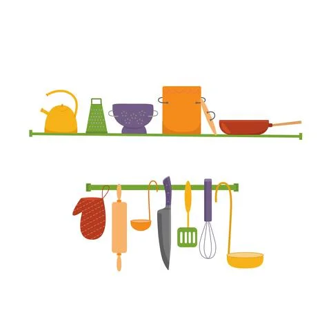 Professional kitchen tools, kitchenware, equipment. Vector stock illustration Stock Illustration