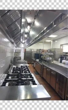 The professional kitchen view in the restaurant Stock Photos