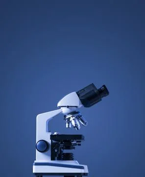 Professional laboratory microscope on blue background Stock Photos