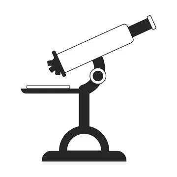 Professional laboratory microscope flat line black white vector object Stock Illustration