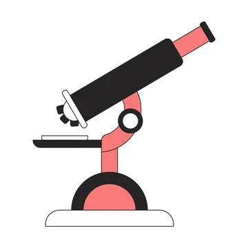Professional laboratory microscope flat line color vector object Stock Illustration