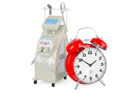 Professional Laser Tattoo Removal Machine with alarm clock, 3D rendering Stock Illustration