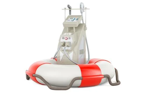 Professional Laser Tattoo Removal Machine with lifebelt. 3D rendering Illustrazione stock