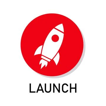Professional Launch Rocket Vector Icon in Red Circle for Startup Business a.. Stock Illustration