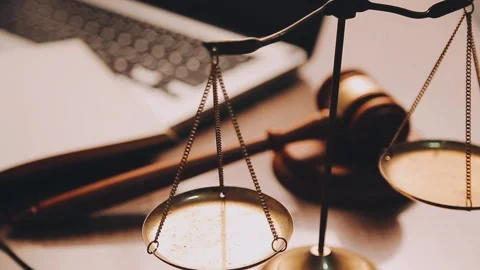 Professional lawyer considering with contract papers in courtroom. Justice,.. Stock Footage 236838371