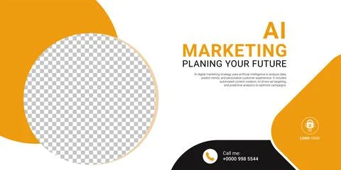 A professional layout in orange, black, and white, featuring a large circul.. Stock Illustration