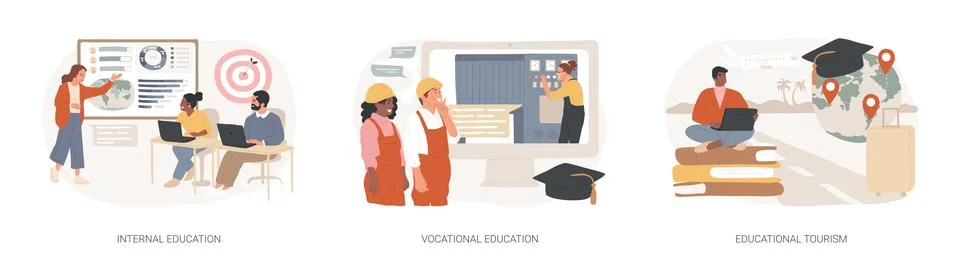 Professional learning isolated concept vector illustration set. Illustrazione stock