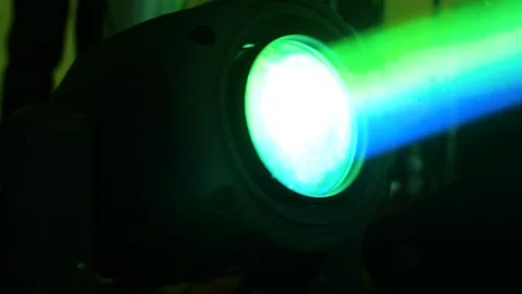 Professional LED spot moving head light. Selective focus. Stock Footage 294956421