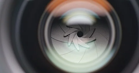 Professional lens camera aperture Stock Footage 92304374