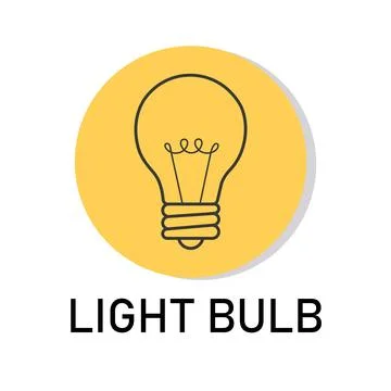 Professional Light Bulb Vector Icon in Yellow Circle for Creative Idea and .. Stock Illustration