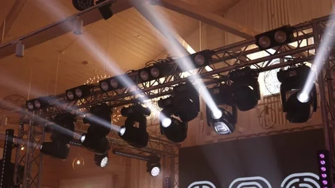 Professional light empty stage,floodlights holiday,real light, scene, concert Stock Footage 226119643