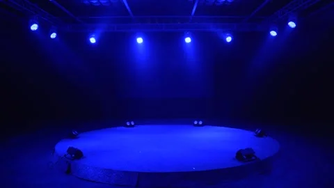 Professional lighting devices, lighting equipment on the round stage. Stock Footage 247470809