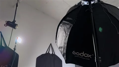 A professional lighting setup in a studio environment using quality Godox 動画素材 295076210