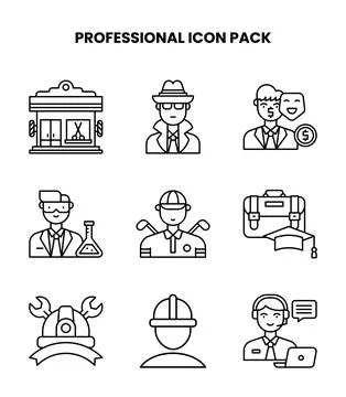 Professional Line Bundle Icons Pack Stock Illustration