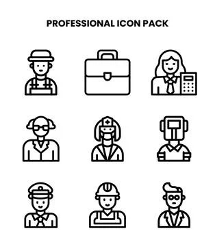 Professional Line Design Icons Pack Stock Illustration
