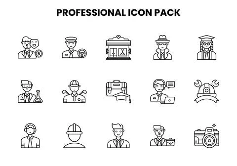 Professional Line Graphics Icons Pack Stock Illustration