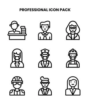 Professional Line Icons Pack Stock Illustration