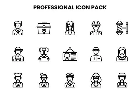 Professional Line Vector Icons Pack Stock Illustration