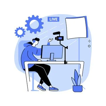 Professional livestream abstract concept vector illustration. Ilustración de archivo