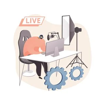 Professional livestream abstract concept vector illustration. Stock Illustration