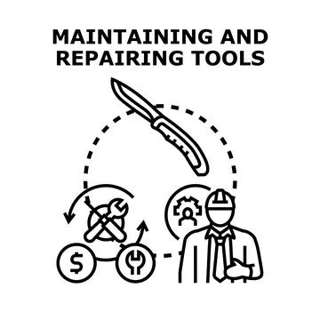 Professional maintaining and repairing tools vector concept Illustrazione stock