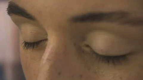 Professional make-up artist making face makeup art. Make up and fashion concept Stock Footage 77679699
