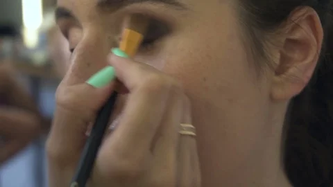 Professional make-up artist making face makeup art. Make up and fashion concept Stock Footage 77756141