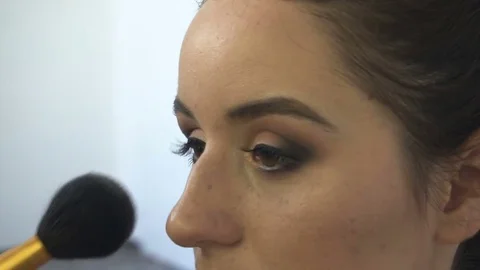 Professional make-up artist making face makeup art. Make up and fashion concept Stock-Footage 77822680