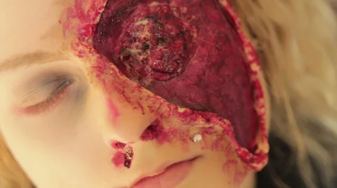 Professional make up artist making herself a Halloween mask (7/11) Video stock 48846287