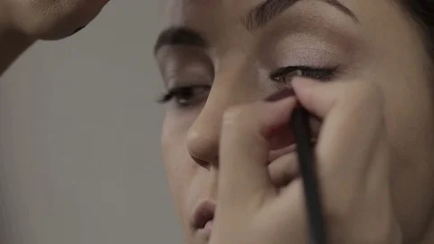 Professional Make-Up Artist Plucking Eyebrows Stock Footage 72899786