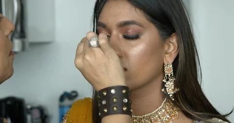 Professional make-up artist at work Stock Footage 125963352