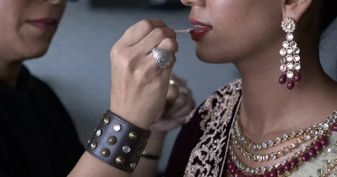 Professional make-up artist at work Stock Footage 125963448