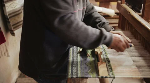 Professional make fabric with loom Stock Footage 34256207