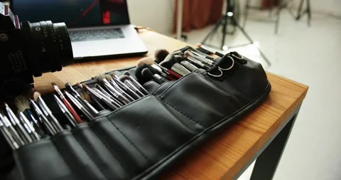 Professional make up set of makeup artist Stock Footage 279916046