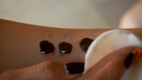 Professional make-up wipes hand paint for eyebrows Stock Footage
