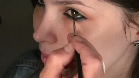 Professional make-up work with the eyes. Stock Footage 64381588