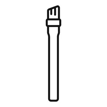 Professional makeup brush applying foundation line icon Stock Illustration