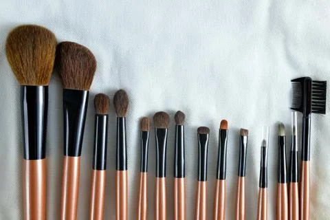 Professional makeup brush set close up. Stock Photos