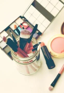 Professional makeup brushes and tools Stock Photos