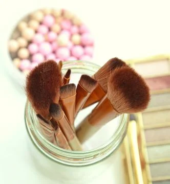 Professional makeup brushes and tools Stock Photos